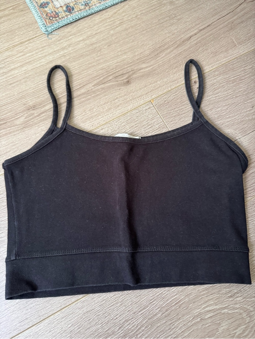 Black Cropped Cami Tank Top